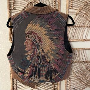 Vintage Wraps Southwest Native American Chief Vest Cowgirl Western Sz M B30